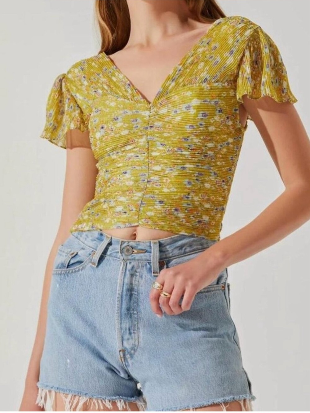 NWT ASTR The Label Chartreuse Ribbed Top - Picture 1 of 11